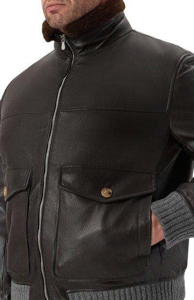 Кожаный бомбер с меховым воротником BRUNELLO CUCINELLI, арт. MPAMA2052, фото 5