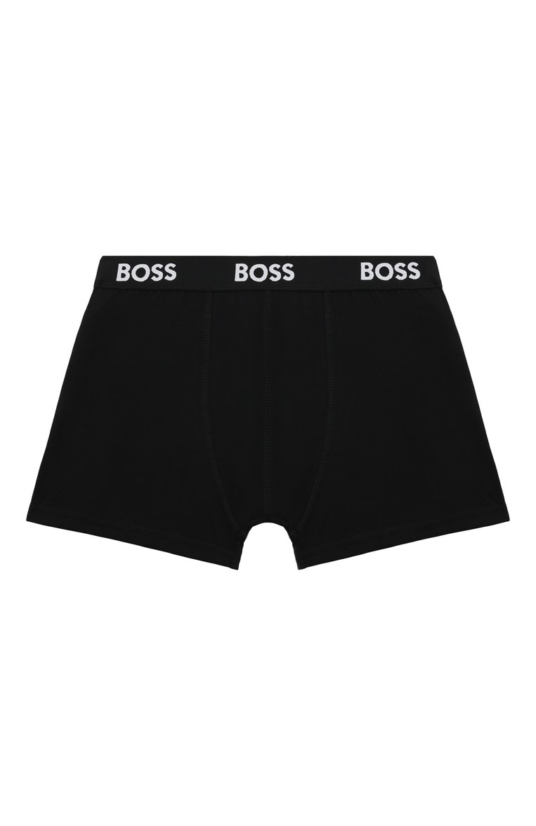 Детские комплект из двух боксеров BOSS черного цвета, арт. J20422/14A-16A | Фото 1 (Материал внешний: Хлопок; Рукава: Короткие; Материал сплава: Проставлено; Драгоценные камни: Проставлено; Ростовка одежда: 13 - 15 лет | 158 см, 16 лет | 164 см)