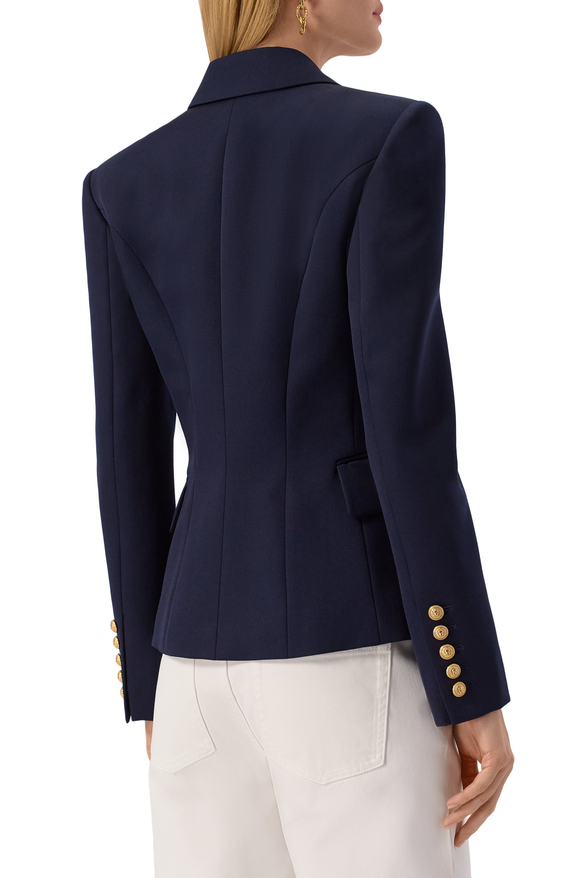 Шерстяной жакет BALMAIN синего цвета по цене 276000 руб., арт. XF1SG000/WB08, фото 4 Шерстяной жакет BALMAIN, арт. XF1SG000/WB08, фото 4