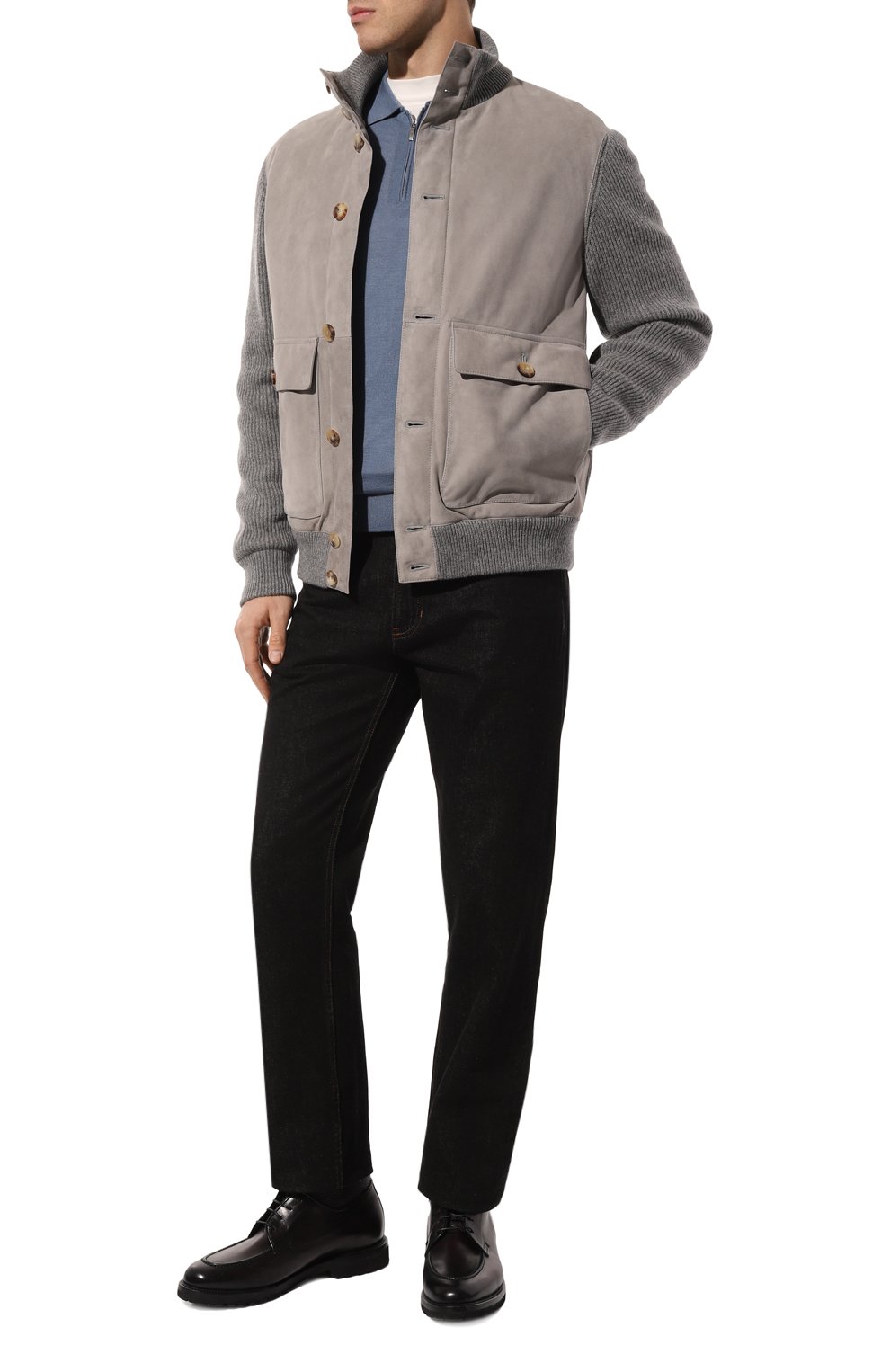 Комбинированный кардиган BRUNELLO CUCINELLI серого цвета по цене 673500 руб., арт. M0PCL1955, фото 2 Комбинированный кардиган BRUNELLO CUCINELLI, арт. M0PCL1955, фото 2