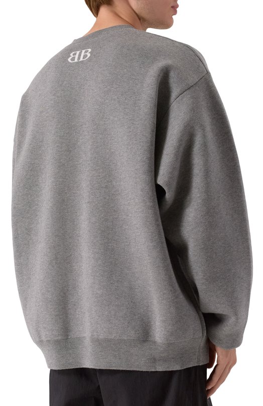 Хлопковый свитер Balenciaga 818422/T3368 Серый  818422/T3368 Фото 4