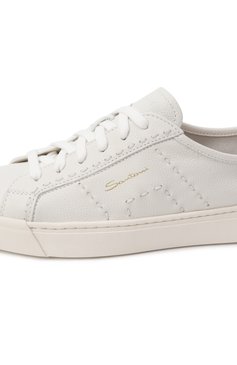 Женские кожаные кеды SANTONI молочного цвета, арт. WBGG61345PNNTDYI | Фото 7 (Подошва: Платформа; Материал внутренний: Натуральная кожа; Материал внешний: Натуральная кожа; Кросс-КТ: Низкие; Стили: Кэжуэл; Материал утеплителя: Без утеплителя; Автоматизация состава: Проставлено; Автоматизация ТО: Проставлено)