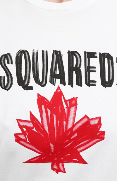 Хлопковая футболка DSQUARED2 белого цвета по цене 17950 руб., арт. S75GD0156/S22844, фото 5 Хлопковая футболка DSQUARED2, арт. S75GD0156/S22844, фото 5