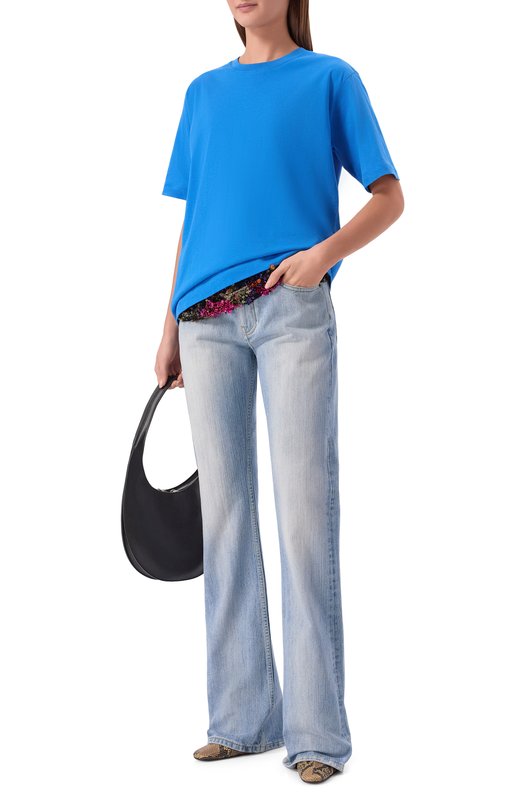 Хлопковая футболка Dries Van Noten 131100/3600 Синий  131100/3600 Фото 2