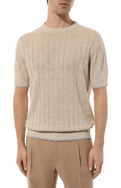 Джемпер изо льна и хлопка BRUNELLO CUCINELLI бежевого цвета по цене 116000 руб., арт. M2L70B2273, фото 3 Джемпер изо льна и хлопка BRUNELLO CUCINELLI, арт. M2L70B2273, фото 3