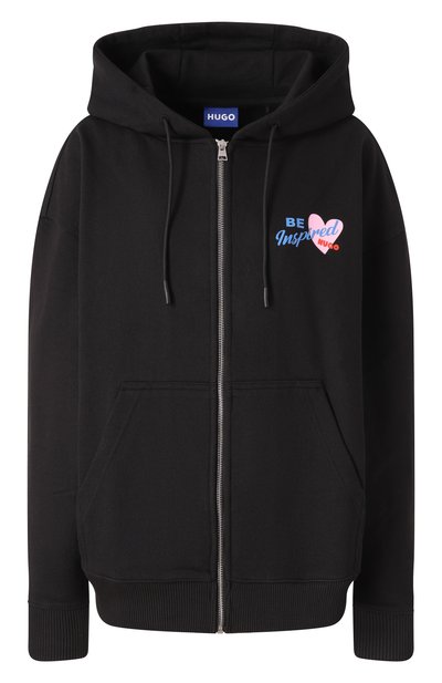 Хлопковая толстовка HUGO BLUE черного цвета по цене 19500 руб., арт. 50533959, фото 1 Хлопковая толстовка HUGO BLUE, арт. 50533959, фото 1