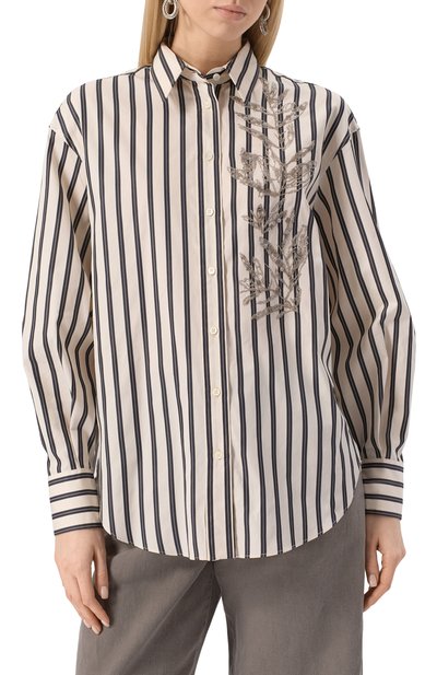 Рубашка из хлопка и шелка BRUNELLO CUCINELLI, арт. MH765RJ616, фото 3