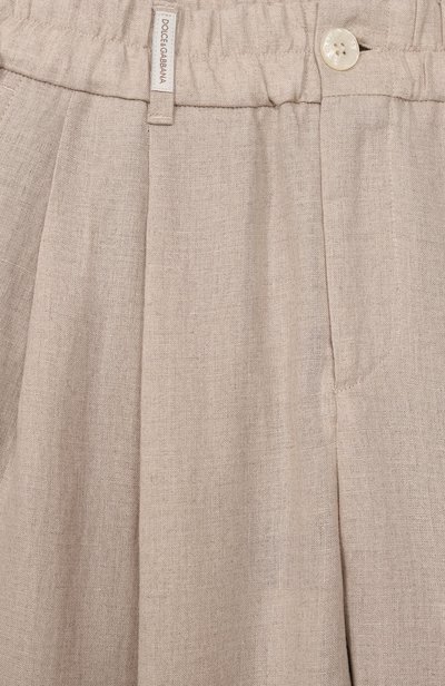 Льняные брюки DOLCE & GABBANA светло-бежевого цвета по цене 47800 руб., арт. L45P44/FU4LG_001, фото 3 Льняные брюки DOLCE & GABBANA, арт. L45P44/FU4LG_001, фото 3
