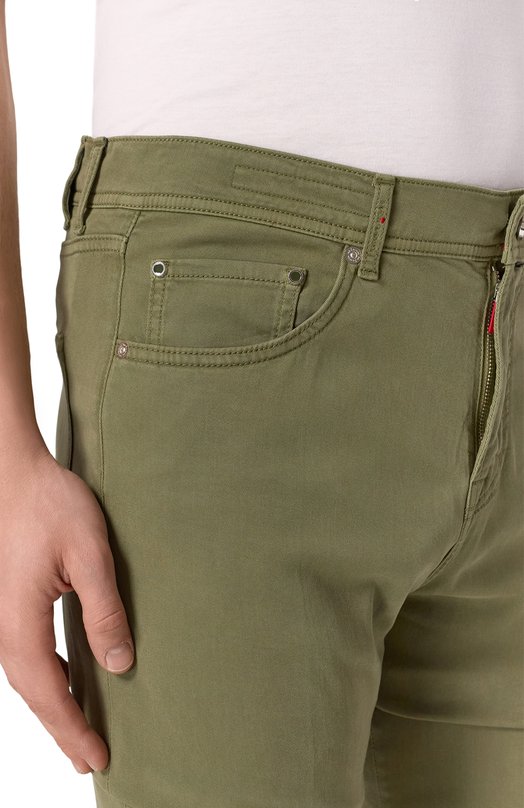 Хлопковые брюки Kiton UPNJS1K0606F08 Хаки  UPNJS1K0606F08 Фото 5