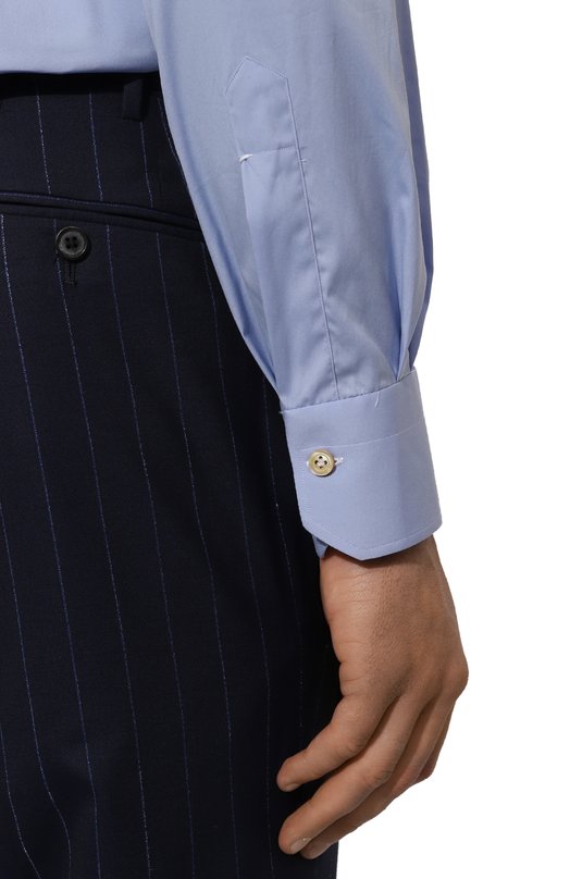 Хлопковая сорочка Kiton UCIH08863 Голубой  UCIH08863 Фото 6