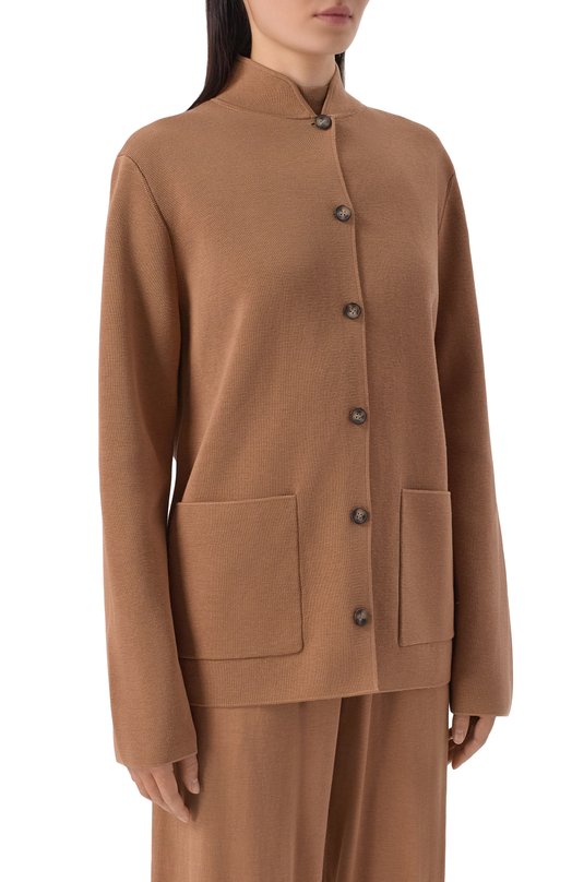 Жакет из шелка и хлопка 12 STOREEZ 137938 Коричневый  137938 Фото 3