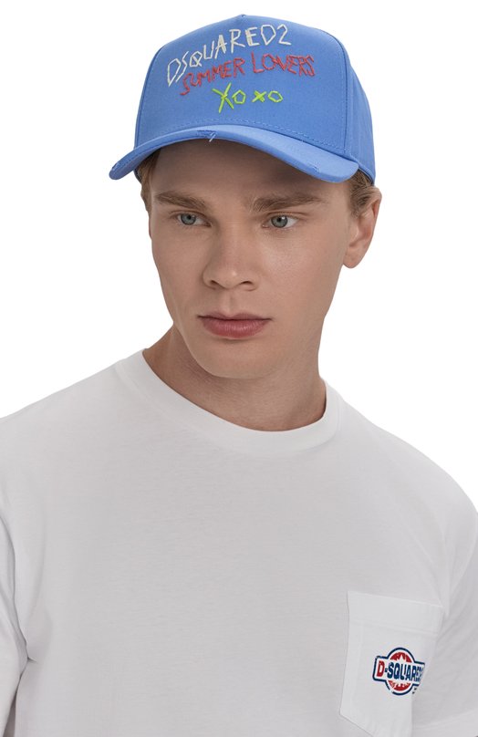 Хлопковая бейсболка Dsquared2 BCM0919 Голубой  BCM0919 Фото 2