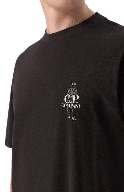Хлопковая футболка C.P. COMPANY черного цвета по цене 16600 руб., арт. 21CMTS166A/005100W, фото 5 Хлопковая футболка C.P. COMPANY, арт. 21CMTS166A/005100W, фото 5