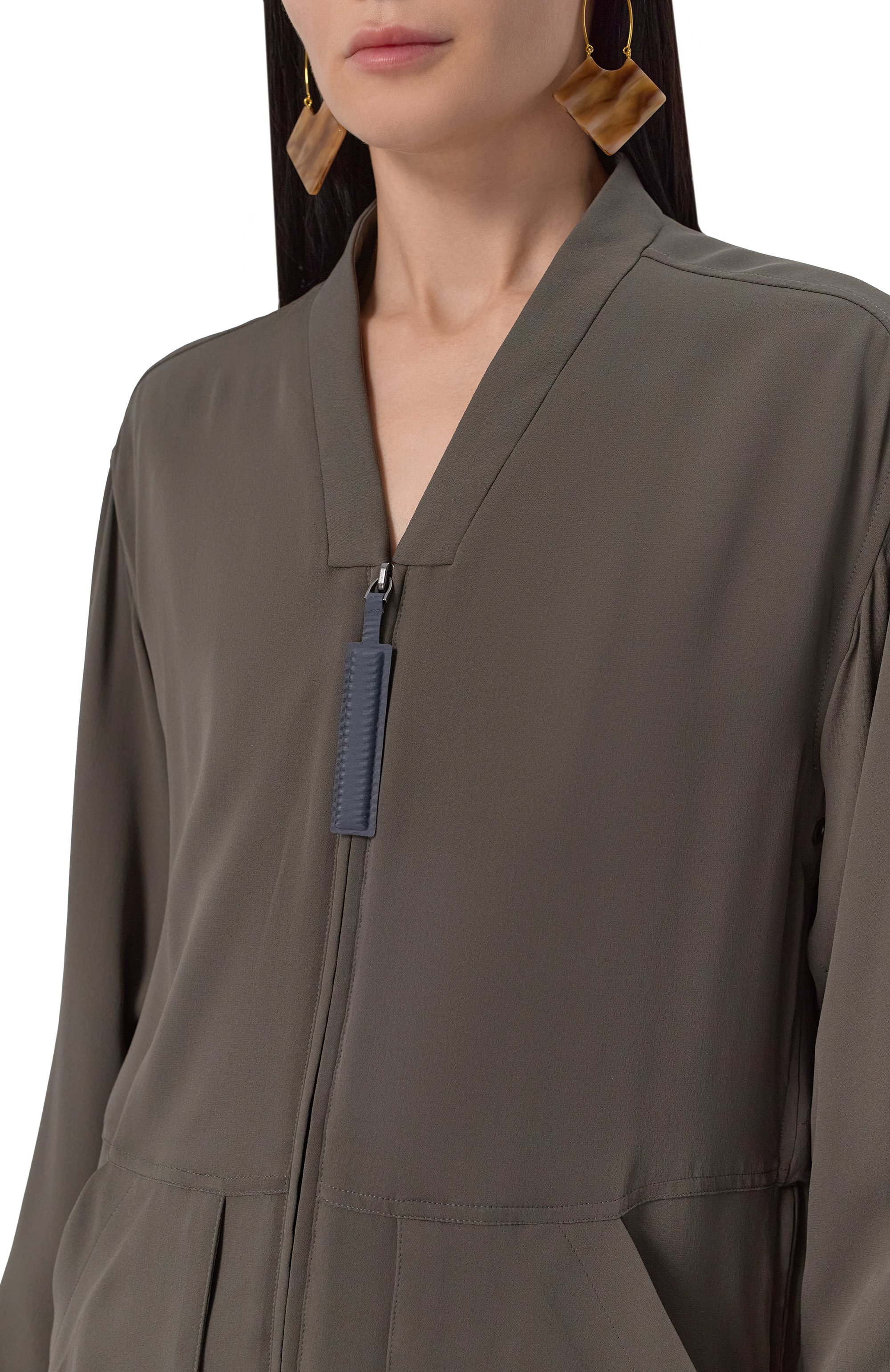 Шелковая куртка GIORGIO ARMANI хаки цвета по цене 481500 руб., арт. GW000757/TE10814, фото 5 Шелковая куртка GIORGIO ARMANI, арт. GW000757/TE10814, фото 5