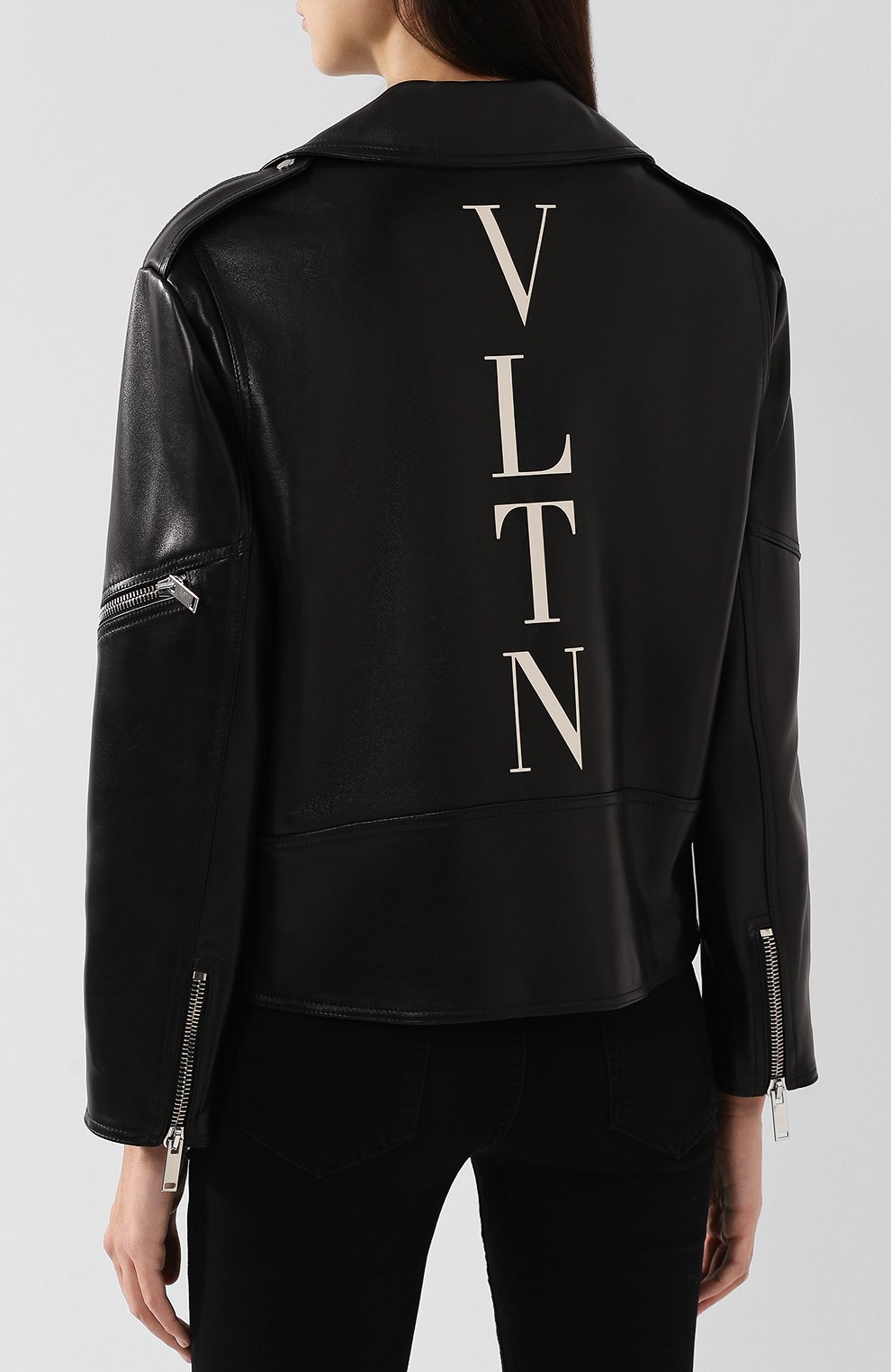 Кожаная куртка с косой молнией и поясом VALENTINO, арт. QB3NA04K1YM, фото 4