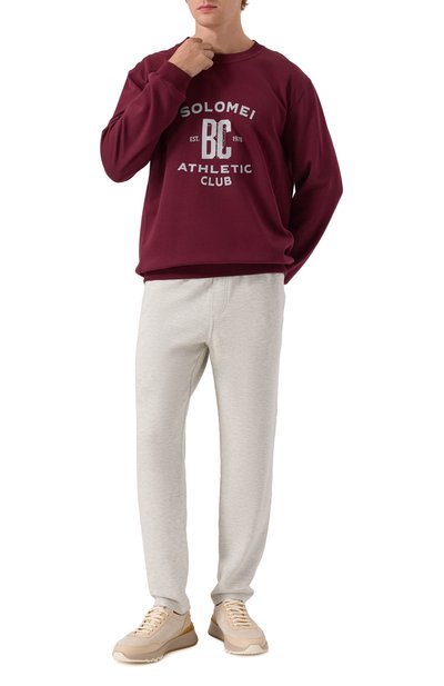 Хлопковый свитшот BRUNELLO CUCINELLI бордового цвета по цене 93050 руб., арт. MW8633380G, фото 2 Хлопковый свитшот BRUNELLO CUCINELLI, арт. MW8633380G, фото 2