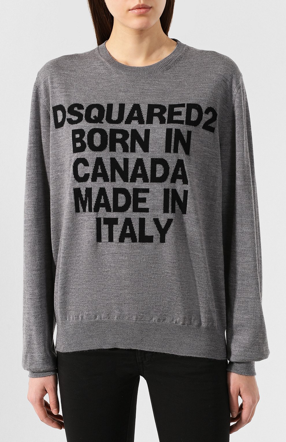 Шерстяной пуловер DSQUARED2 серого цвета по цене 53250 руб., арт. S75HA0893/S16799, фото 3 Шерстяной пуловер DSQUARED2, арт. S75HA0893/S16799, фото 3