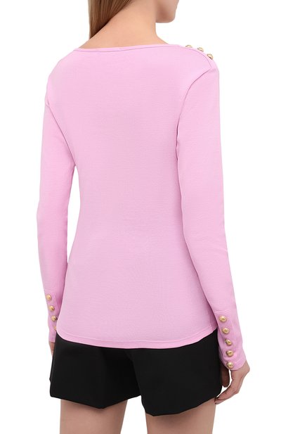 Хлопковый пуловер BALMAIN розового цвета по цене 94750 руб., арт. VF10533/J098, фото 4 Хлопковый пуловер BALMAIN, арт. VF10533/J098, фото 4