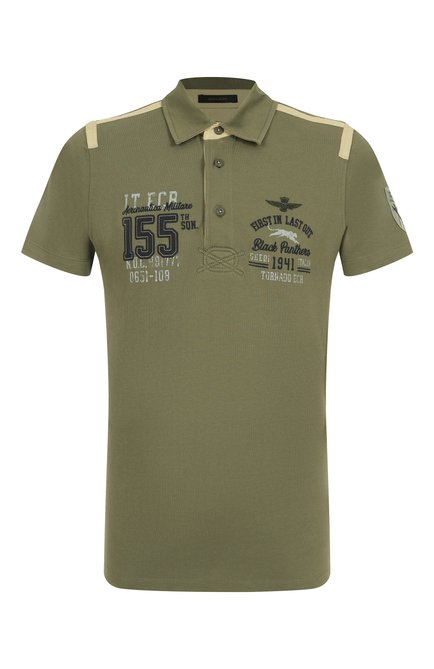 Мужское хлопковое поло AERONAUTICA MILITARE хаки цвета, арт. 251P01860P173 | Фото 1 (Автоматизация ТО: Проставлено; Длина (для топов): Стандартные; Детали: Декор; Принт: С принтом; Материал внешний: Хлопок; Автоматизация состава: Проставлено; Рукава: Короткие; Мужское Кросс-КТ: Футболка-одежда; Застежка: Пуговицы; Стили: Милитари)