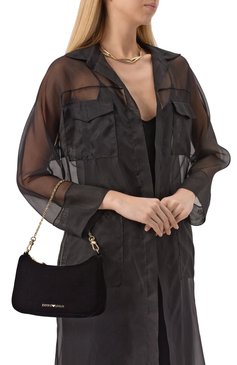 Женская сумка EMPORIO ARMANI черного цвета, арт. EW001627/AF15076 | Фото 2 (Драгоценные камни: Проставлено; Женское Кросс-КТ: Вечерняя сумка; Размер: small; Материал: Текстиль; Материал сплава: Проставлено)