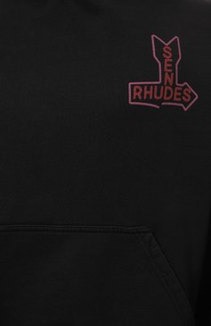 Мужской хлопковое худи RHUDE черного цвета, арт. RHPF24H001012 | Фото 5 (Длина (для топов): Стандартные; Материал сплава: Проставлено; Драгоценные камни: Проставлено; Рукава: Длинные; Материал внешний: Хлопок; Мужское Кросс-КТ: Худи-одежда; Стили: Спорт-шик; Принт: С принтом)