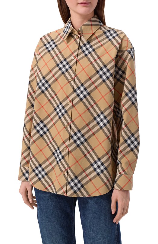 Хлопковая рубашка Burberry 8122443 Бежевый  8122443 Фото 3