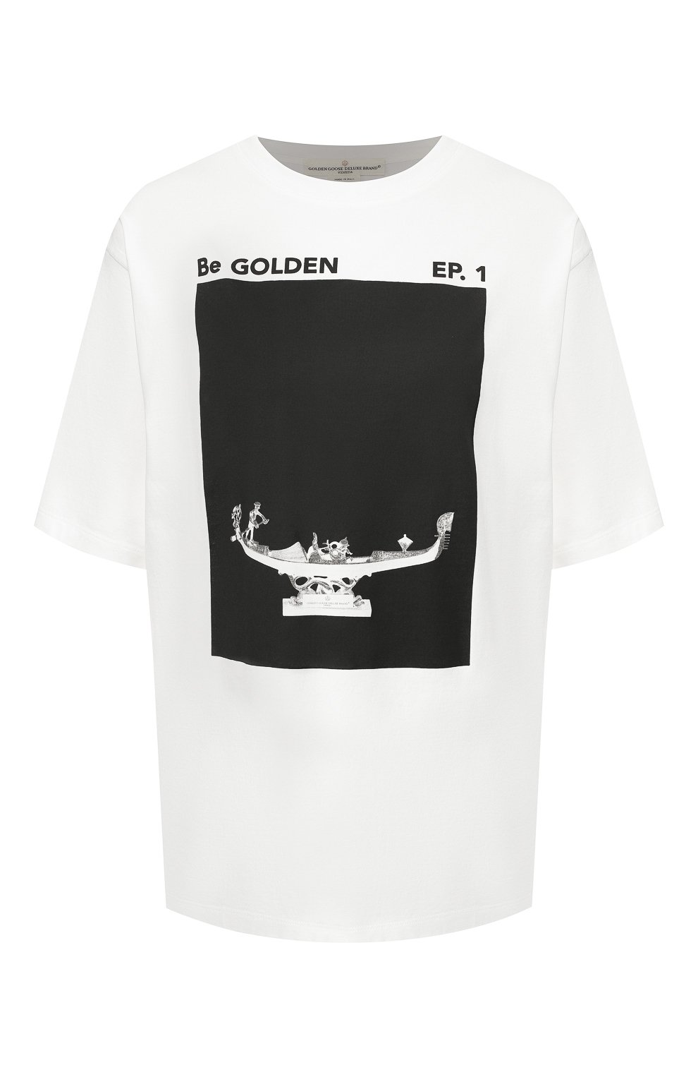 Хлопковая футболка GOLDEN GOOSE DELUXE BRAND белого цвета по цене 14550 руб., арт. G34WP026.F1, фото 1 Хлопковая футболка GOLDEN GOOSE DELUXE BRAND, арт. G34WP026.F1, фото 1