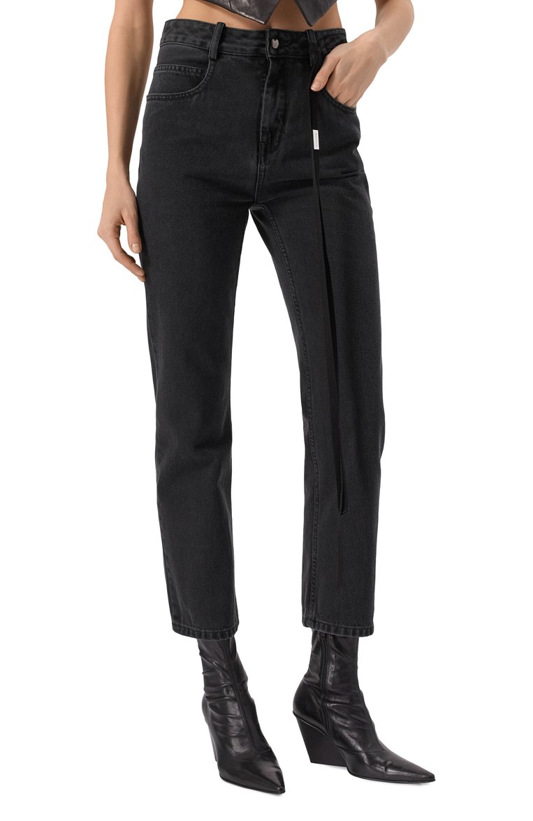Женские джинсы ANN DEMEULEMEESTER темно-серого цвета, арт. B0011430/FA039 | Фото 3 (Драгоценные камни: Проставлено; Материал сплава: Проставлено; Материал внешний: Деним, Хлопок; Длина (брюки, джинсы): Укороченные; Силуэт Ж (брюки и джинсы): Прямые; Стили: Гранж; Кросс-КТ: Деним)