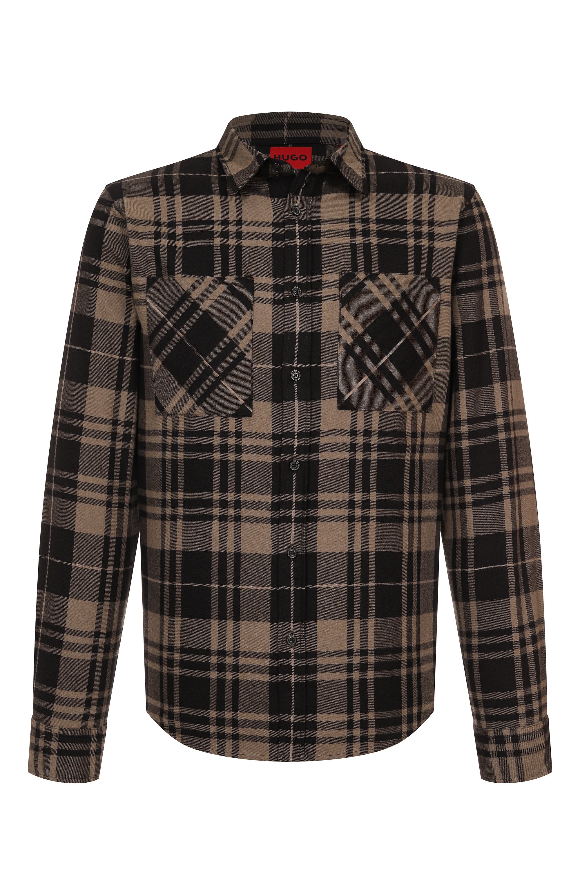 Хлопковая рубашка HUGO коричневого цвета по цене 13600 руб., арт. 50549753, фото 1 Хлопковая рубашка HUGO, арт. 50549753, фото 1