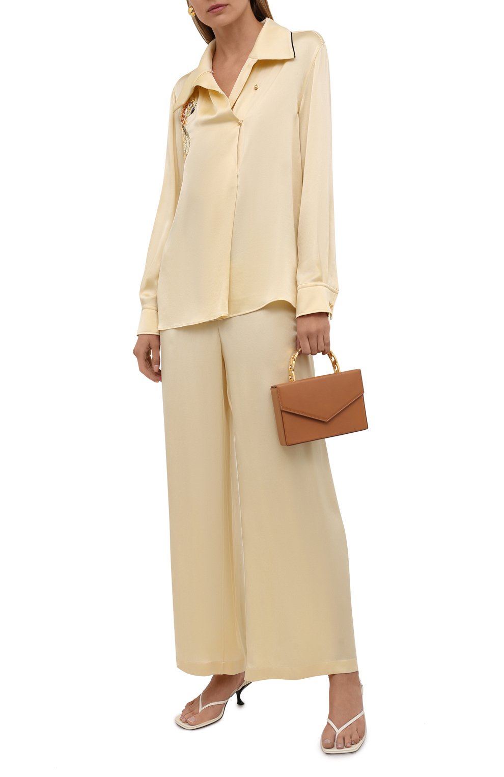 Шелковые брюки LANVIN светло-желтого цвета по цене 99500 руб., арт. RW-TR0002-4324-E21, фото 2 Шелковые брюки LANVIN, арт. RW-TR0002-4324-E21, фото 2