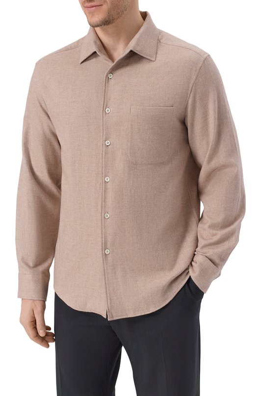 Хлопковая рубашка 12 STOREEZ 134857 Бежевый  134857 Фото 3