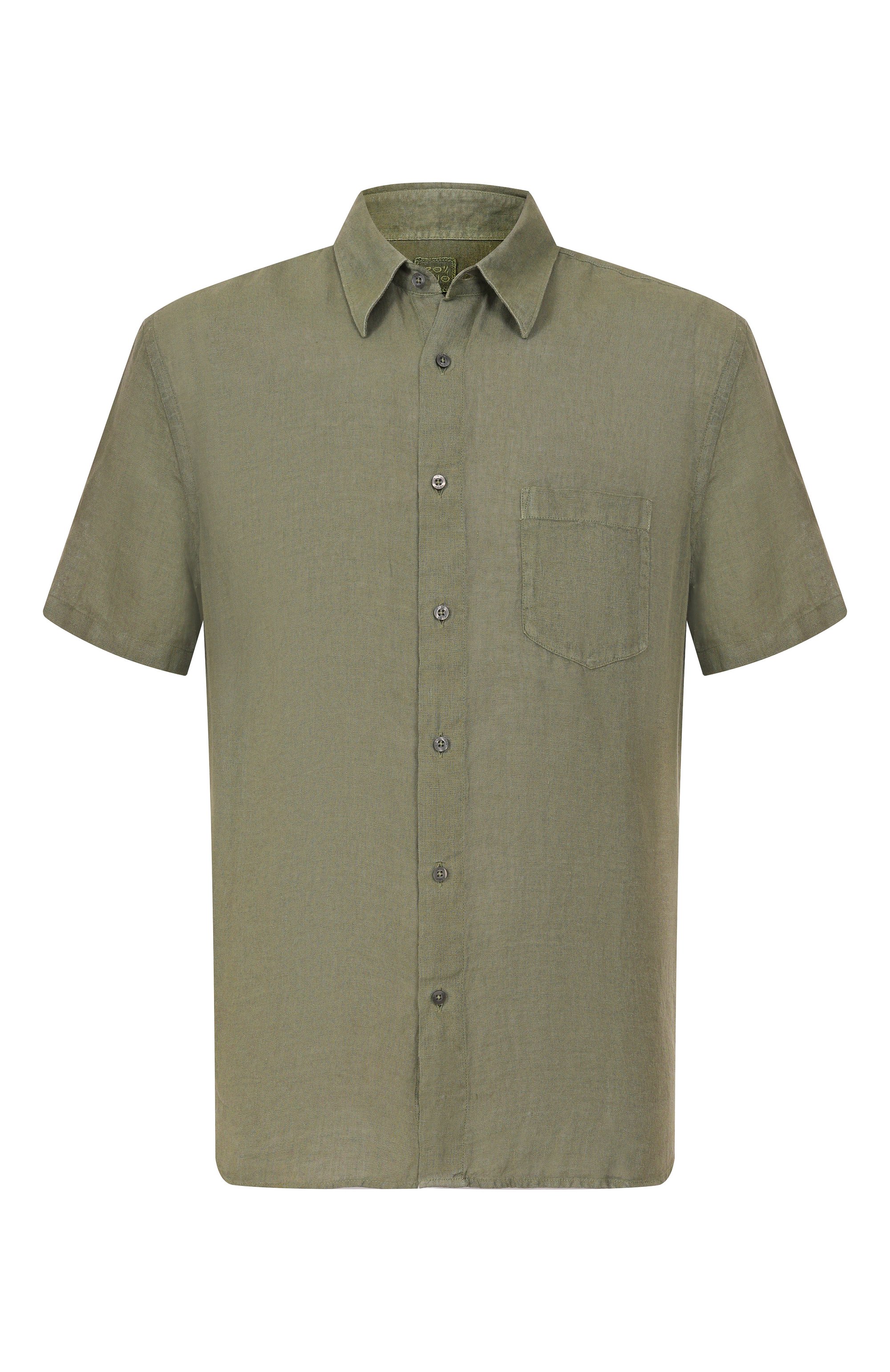 Льняная рубашка 120% LINO хаки цвета по цене 26250 руб., арт. 33ALIM1368/0115/000, фото 1 Льняная рубашка 120% LINO, арт. 33ALIM1368/0115/000, фото 1