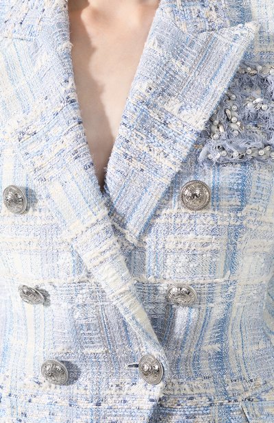 Двубортный жакет BALMAIN голубого цвета по цене 358000 руб., арт. SF27170/W051, фото 5 Двубортный жакет BALMAIN, арт. SF27170/W051, фото 5