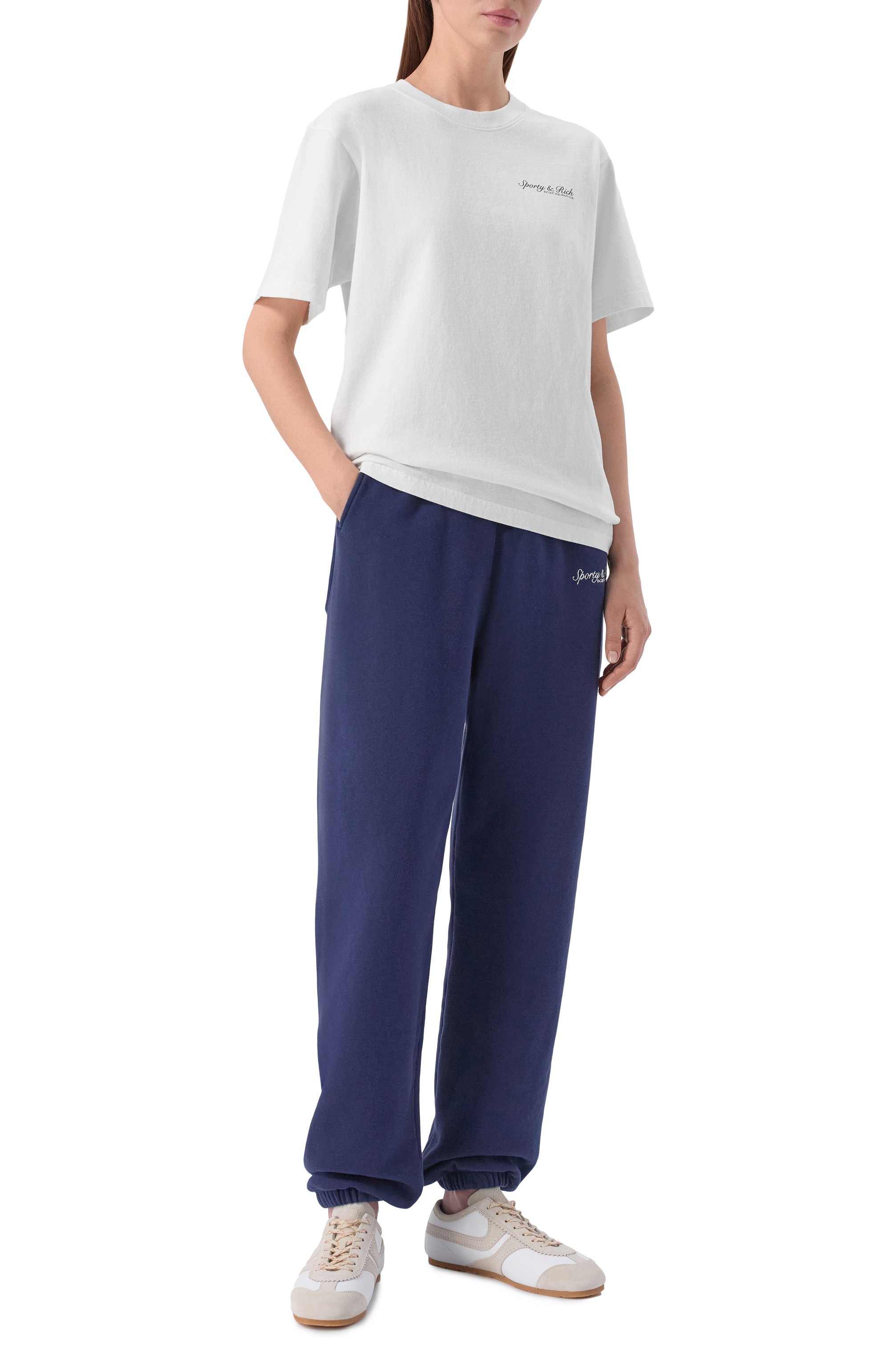 Хлопковая футболка SPORTY AND RICH белого цвета по цене 12150 руб., арт. T011975325WH01, фото 2 Хлопковая футболка SPORTY AND RICH, арт. T011975325WH01, фото 2