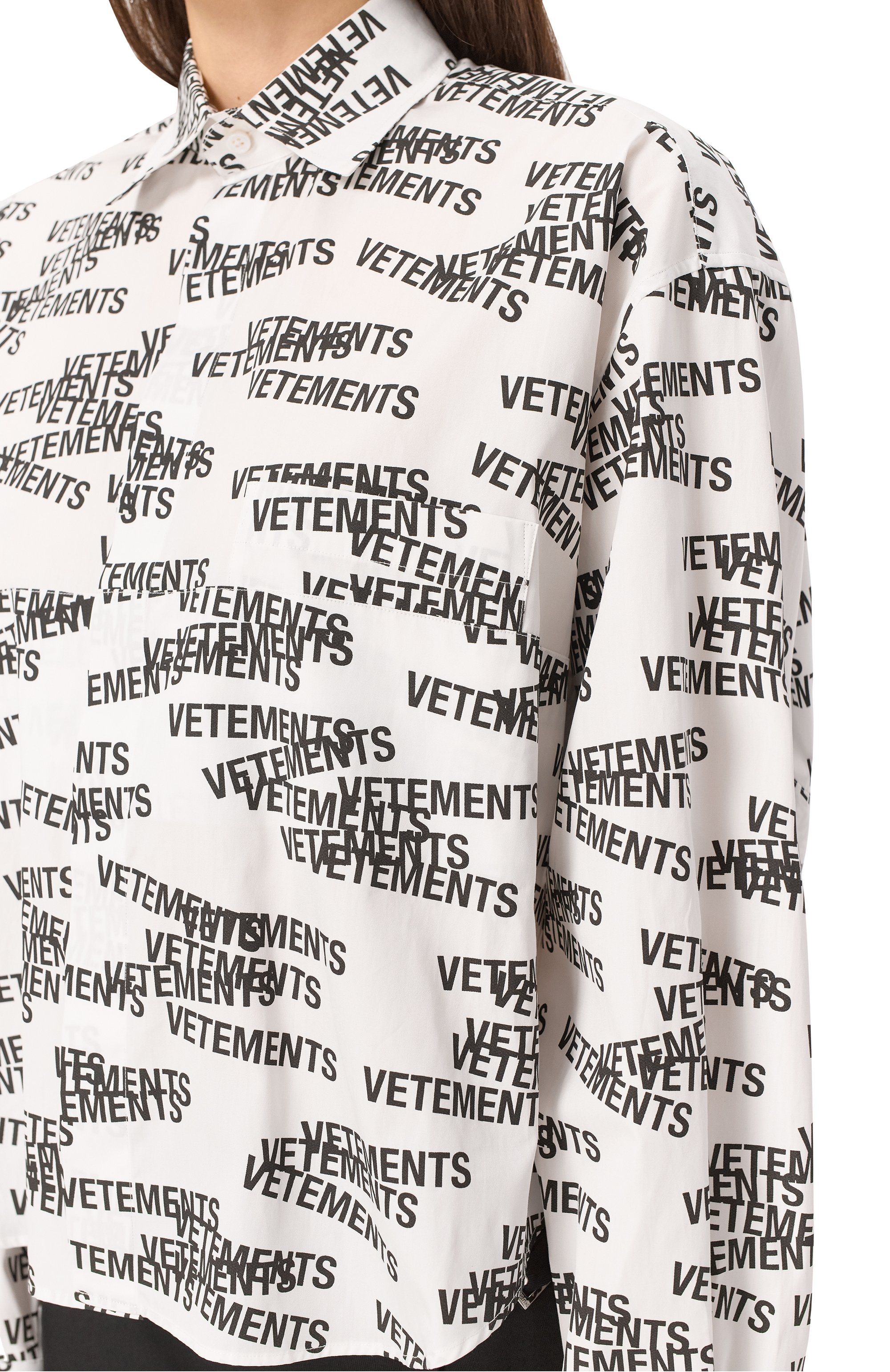 Хлопковая рубашка VETEMENTS черно-белого цвета по цене 99500 руб., арт. UE54SH260W, фото 5 Хлопковая рубашка VETEMENTS, арт. UE54SH260W, фото 5