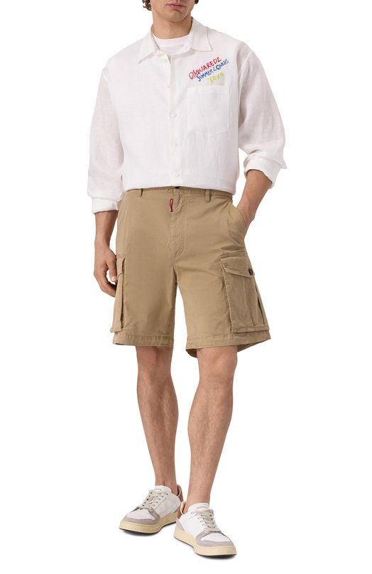 Хлопковые шорты Dsquared2 S78MU0074/S78499 Бежевый  S78MU0074/S78499 Фото 2