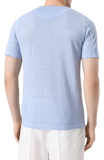 Футболка из хлопка и льна 120% LINO голубого цвета по цене 17550 руб., арт. 32ALIM7186/G308/S01, фото 4 Футболка из хлопка и льна 120% LINO, арт. 32ALIM7186/G308/S01, фото 4