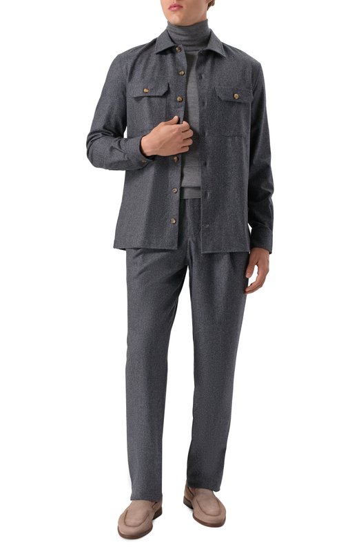 Шерстяные брюки Brunello Cucinelli M038PS2480 Серый  M038PS2480 Фото 2