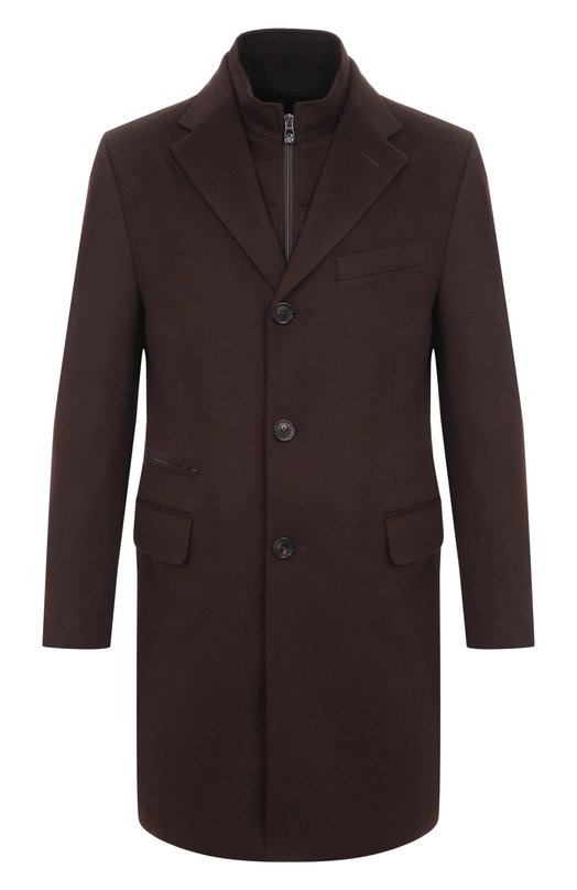 Шерстяное пальто Corneliani 261508-2612321 Коричневый 261508-2612321