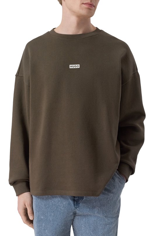 Хлопковый свитшот HUGO Blue 50510732 Коричневый  50510732 Фото 3