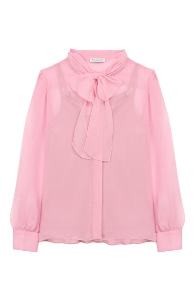 Шелковая блузка DOLCE & GABBANA светло-розового цвета по цене 33750 руб., арт. L54S43/FU1AT/2-6, фото 1 Шелковая блузка DOLCE & GABBANA, арт. L54S43/FU1AT/2-6, фото 1