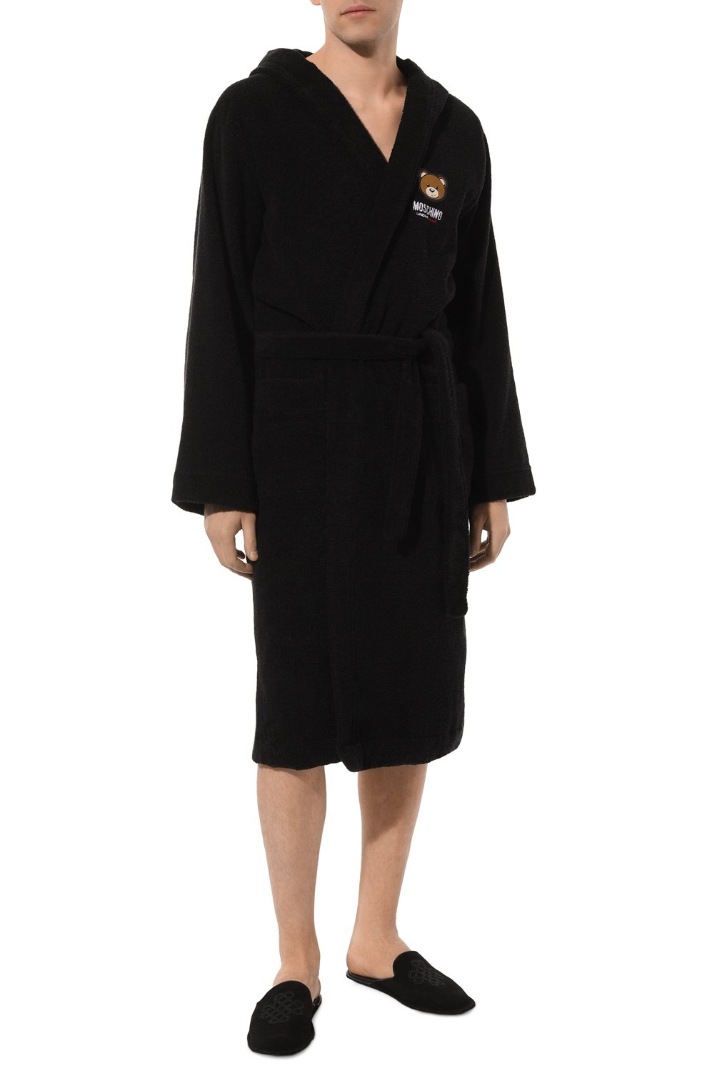 Хлопковый халат MOSCHINO черного цвета по цене 18300 руб., арт. 232V6/A9601/4307, фото 2 Хлопковый халат MOSCHINO, арт. 232V6/A9601/4307, фото 2