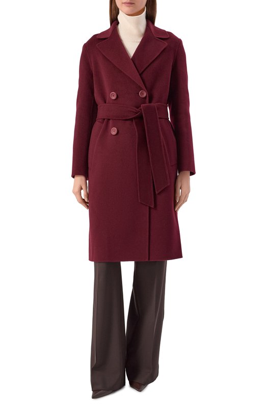 Пальто из шерсти и кашемира Max Mara Studio CANNETI Бордовый  CANNETI Фото 3