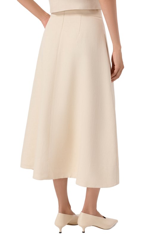 Юбка из вискозы и льна P.A.R.O.S.H. D621191/RAISA26 Кремовый  D621191/RAISA26 Фото 4