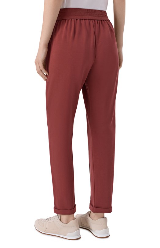Хлопковые брюки Brunello Cucinelli MH827FB799 Бордовый  MH827FB799 Фото 4