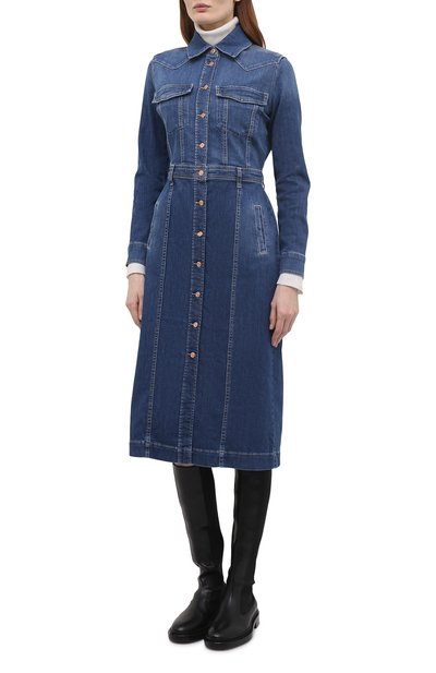 Джинсовое платье 7 FOR ALL MANKIND синего цвета по цене 29550 руб., арт. JSLLZ030WE, фото 3 Джинсовое платье 7 FOR ALL MANKIND, арт. JSLLZ030WE, фото 3