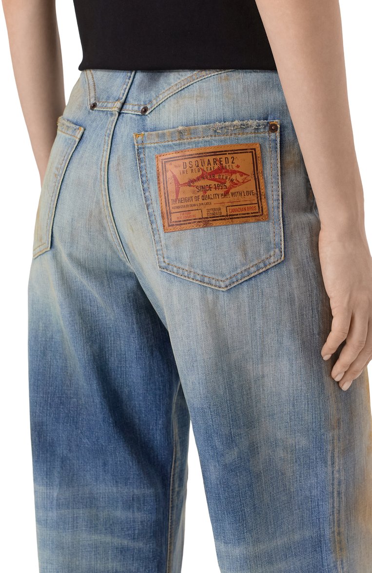 Женские джинсы san diego DSQUARED2 голубого цвета, арт. S75LB1017/S30309 | Фото 5 (Драгоценные камни: Проставлено; Длина (брюки, джинсы): Удлиненные; Материал сплава: Проставлено; Детали: Потертости; Кросс-КТ: Деним; Материал внешний: Деним, Хлопок; Стили: Гранж; Силуэт Ж (брюки и джинсы): Прямые)