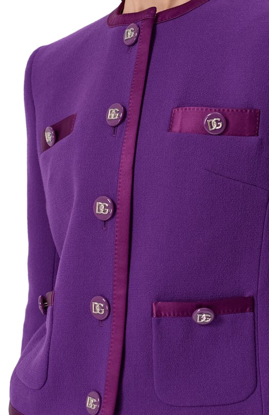 Жакет из шерсти и шелка Dolce & Gabbana F27DET/FU2TZ Фиолетовый  F27DET/FU2TZ Фото 5