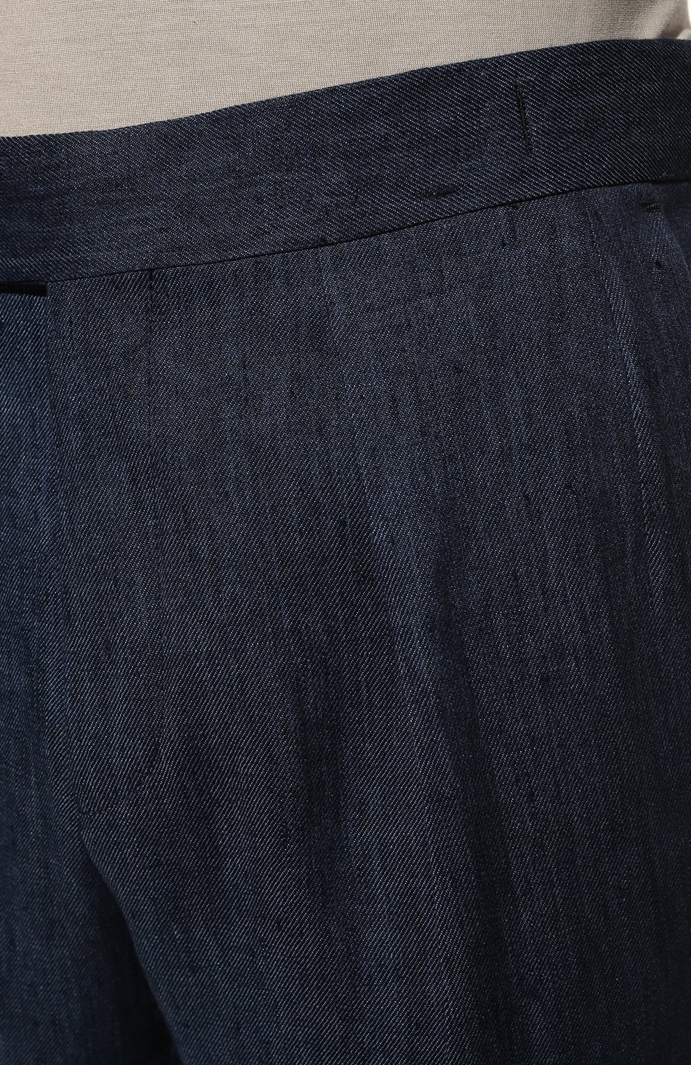Льняные брюки CORNELIANI темно-синего цвета по цене 42200 руб., арт. 894H05-2114350/01, фото 5 Льняные брюки CORNELIANI, арт. 894H05-2114350/01, фото 5