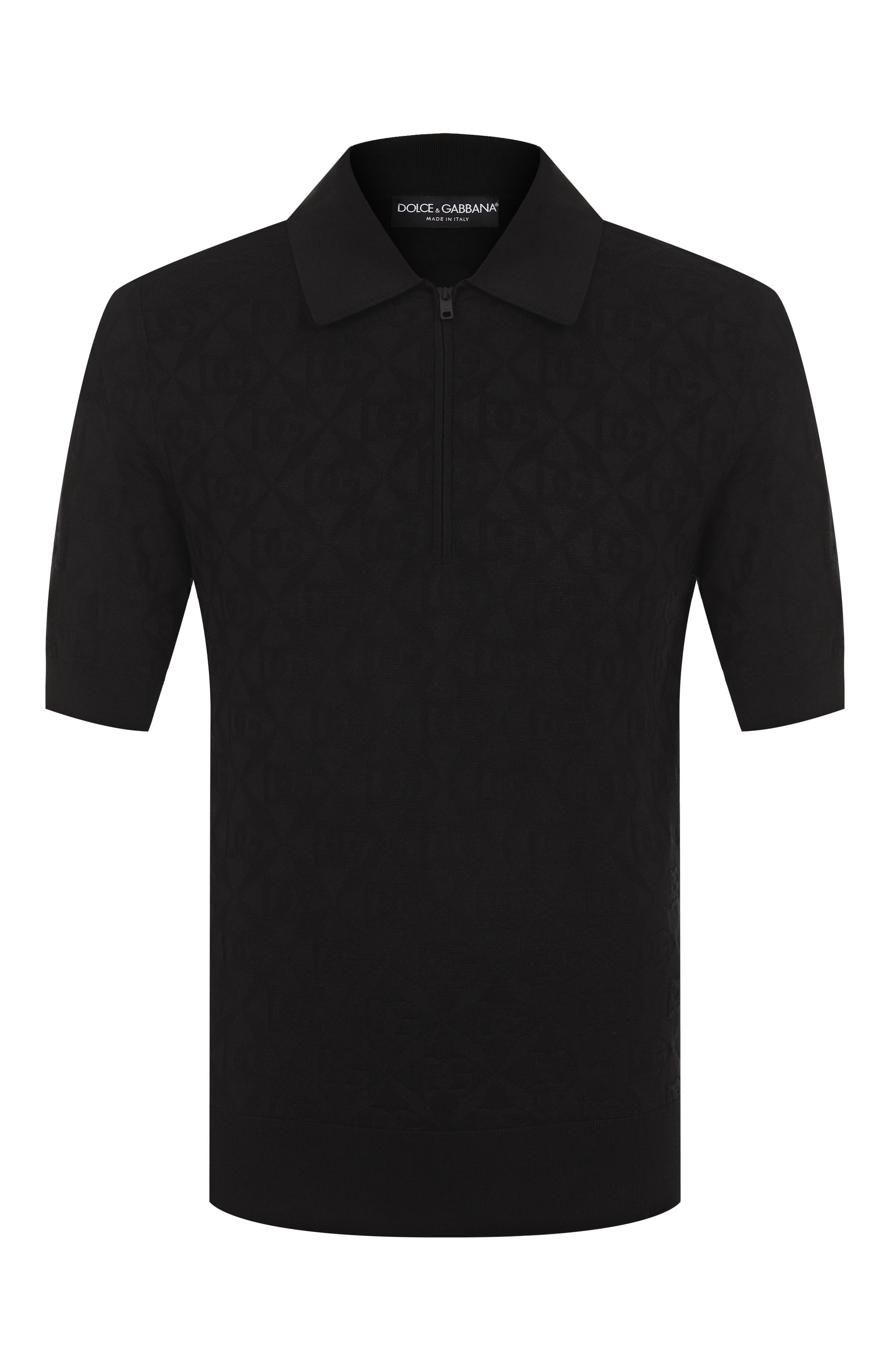 Шелковое поло DOLCE & GABBANA черного цвета по цене 175500 руб., арт. GXZ79T/JBSM4, фото 1 Шелковое поло DOLCE & GABBANA, арт. GXZ79T/JBSM4, фото 1
